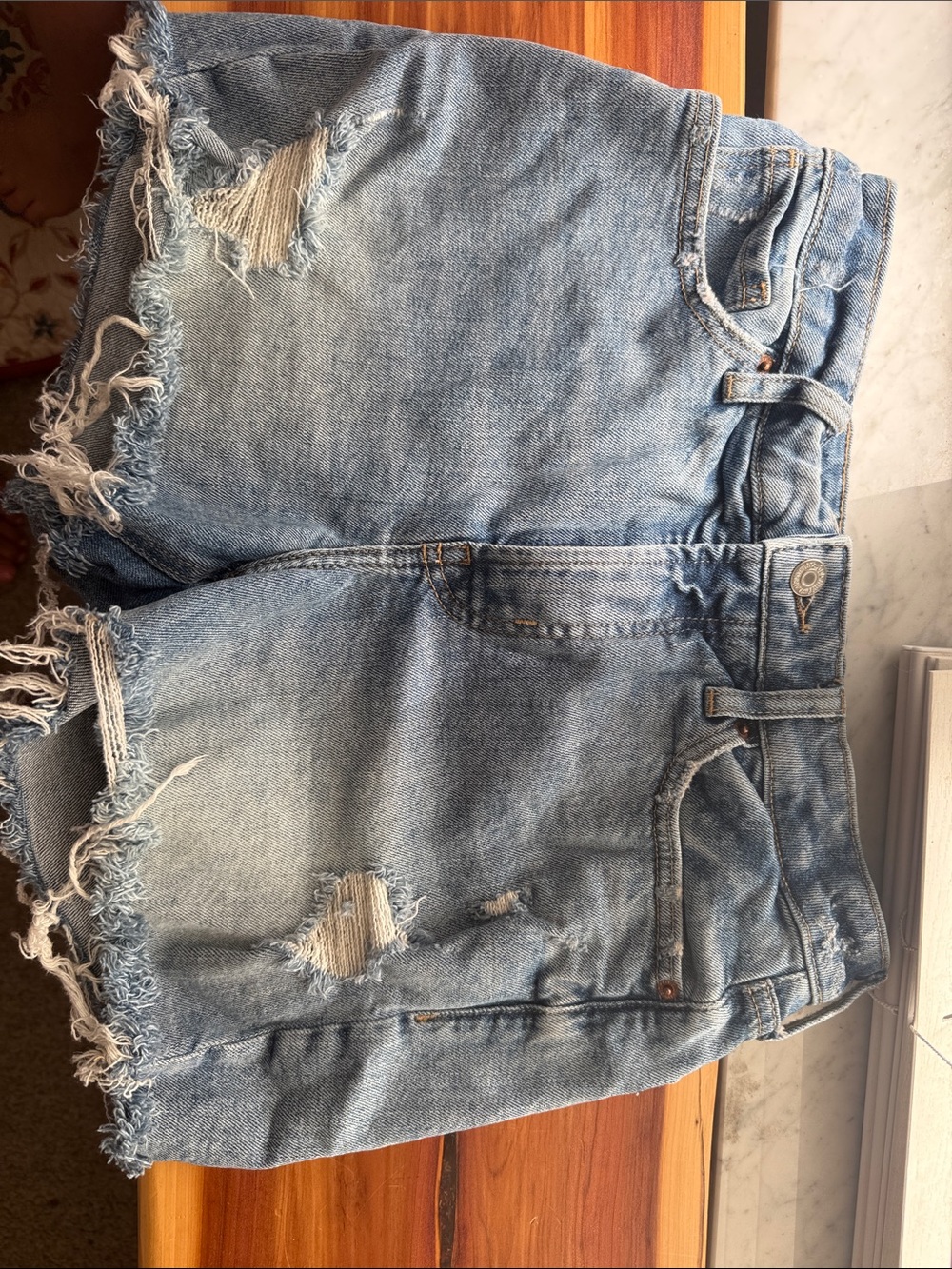 Old Navy Light Blue Distressed Denim Shorts